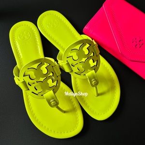 🔥NEWwithbox!!RARE Tory Burch Fluo Yellow Miller Sandals